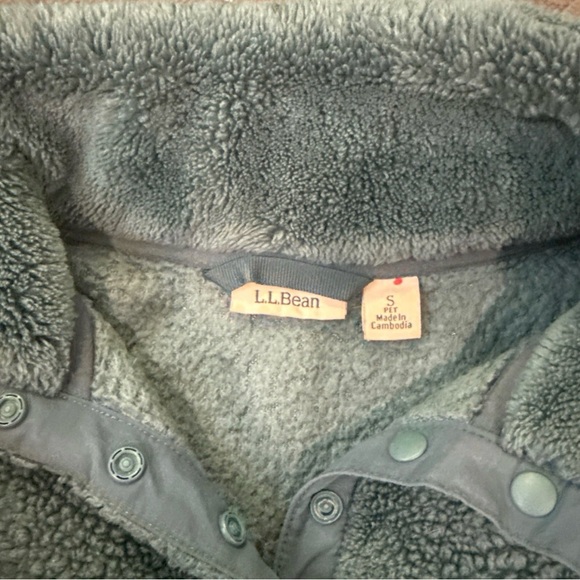 L.L. Bean Green Fleece Jacket Quarter Snap Pullover Teal PoKets Size Small - Picture 5 of 7